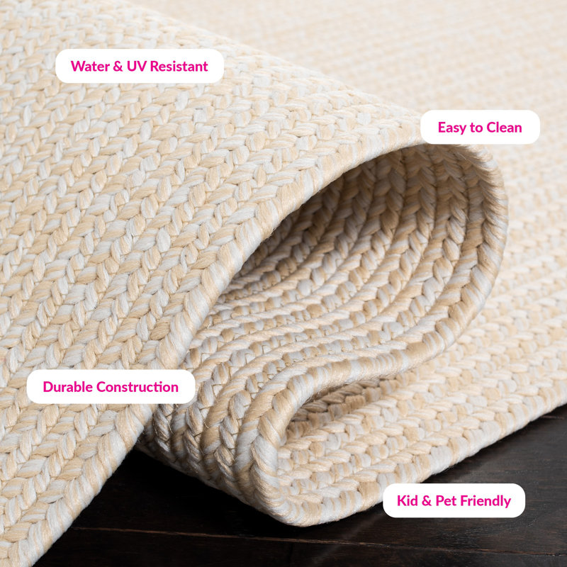 Morton Handmade Flatweave Polypropylene Area Indoor/Outdoor Area Rug in Ivory, Rectangle 6' x 9'