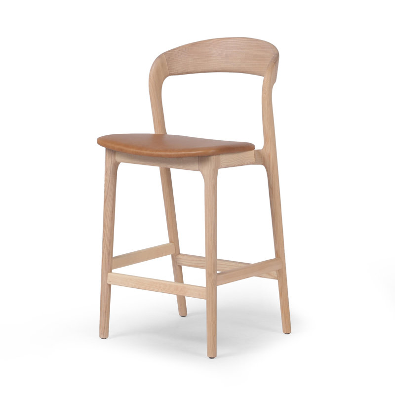Amare Counter & Bar Stool, Counter Stool (26" Seat Height), Butterscotch Genuine Leather/Natural