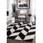 Tapis noir / blanc en laine touffeté à la main à motif géométrique Tilley-2022844574