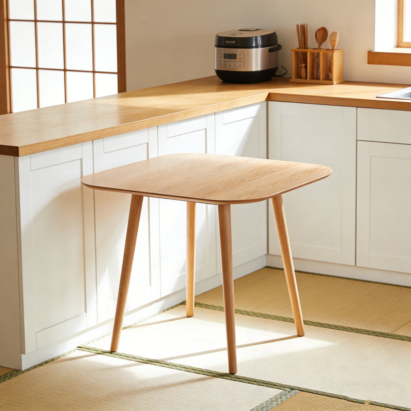 Table de salle à manger carrée avec quatre pieds robustes, Clair naturel