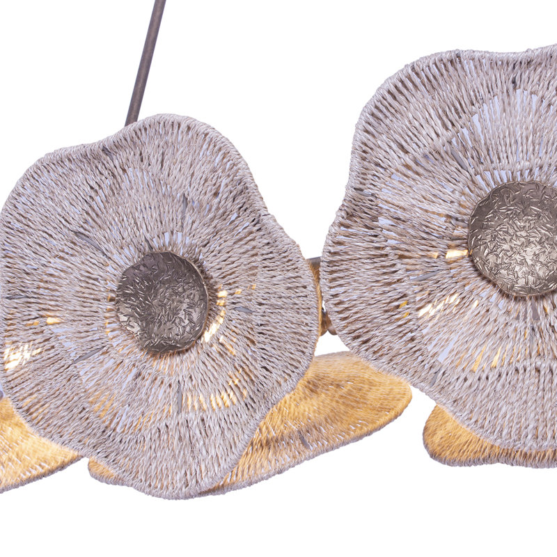 Poppy 5 LT Pearlized Antique Brass Linear Pendant Kalco