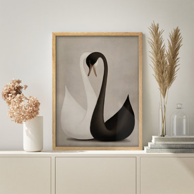 Art mural encadré de cygne, imprimé animalier minimaliste de style moderne pour la décoration de chambre à coucher ou de salon, s'adapte aux décors minimalistes et scandinaves