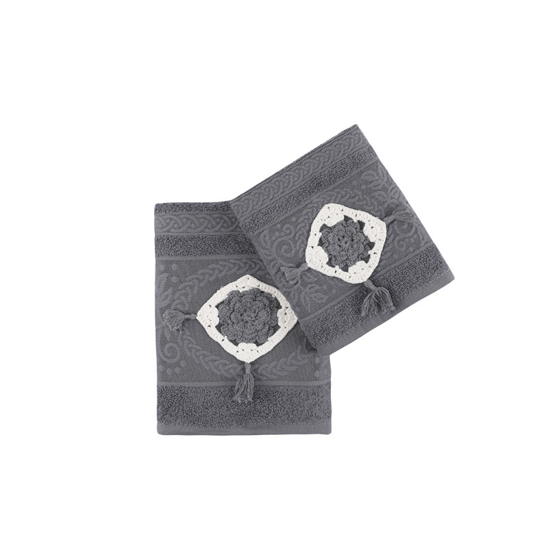 Ensemble de serviettes 100% coton 2 pièces Ruzgar, Anthracite