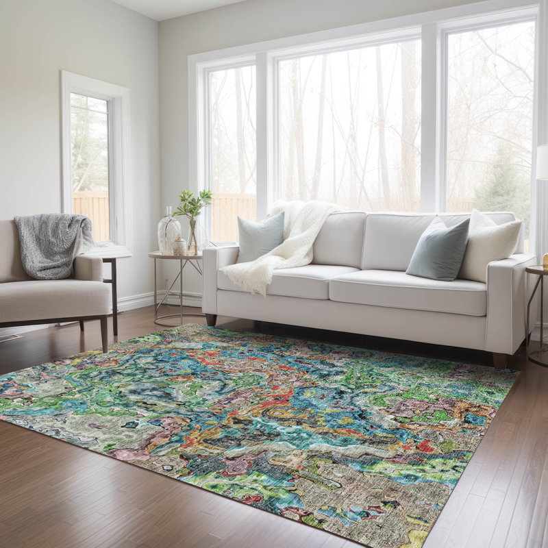 Malchow Washable Abstract Area Rug, Rectangle 10' x 14'