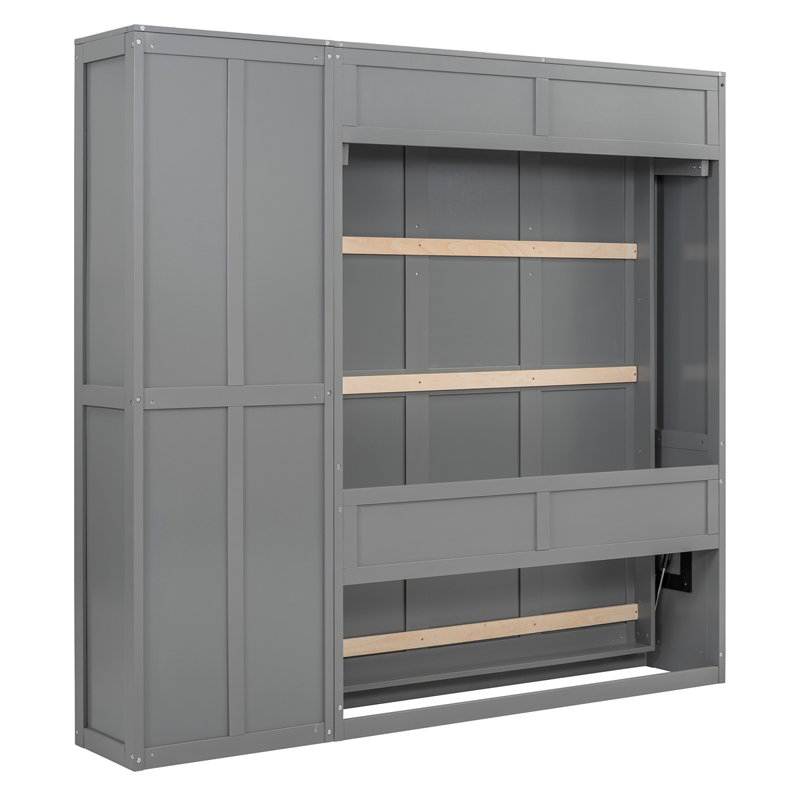 Lit escamotable double pleine grandeur avec tablettes