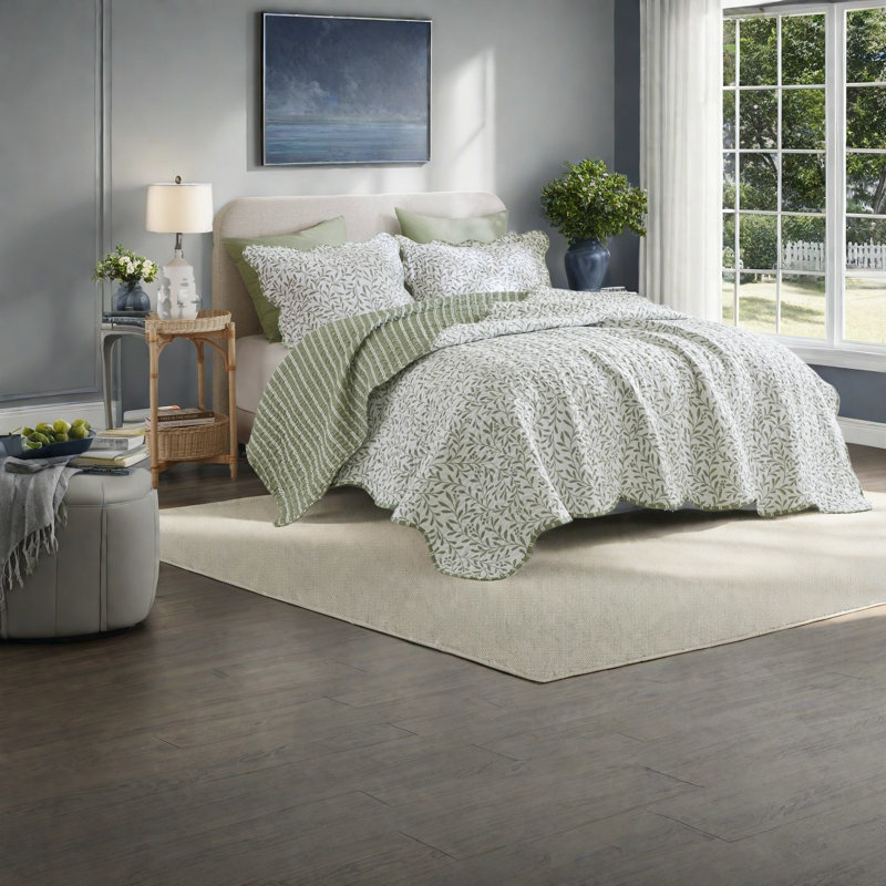 Elegant Sage Green Bedding Sets, Polyester King Size Comforter For Home