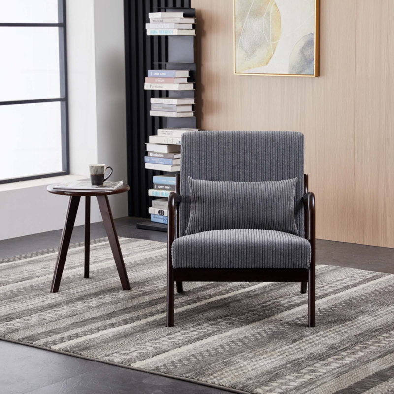 Ensemble de chaise d'appoint et de table basse Mid-Century, Marron foncé, Antique Dark Grey