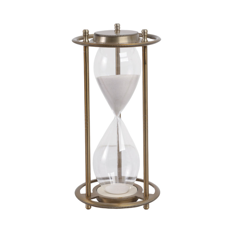 11" Verlice Metal Hourglass, Brown