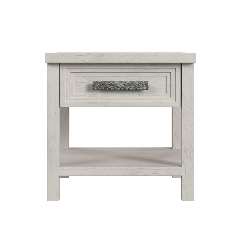 Table de bout Jeanne avec USB en blanc antique