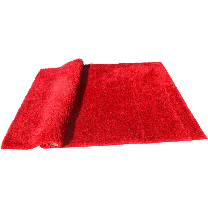 Plume Eudella à poil long rouge uni, Rectangle 7 pi 10 po x 10 pi 2 po