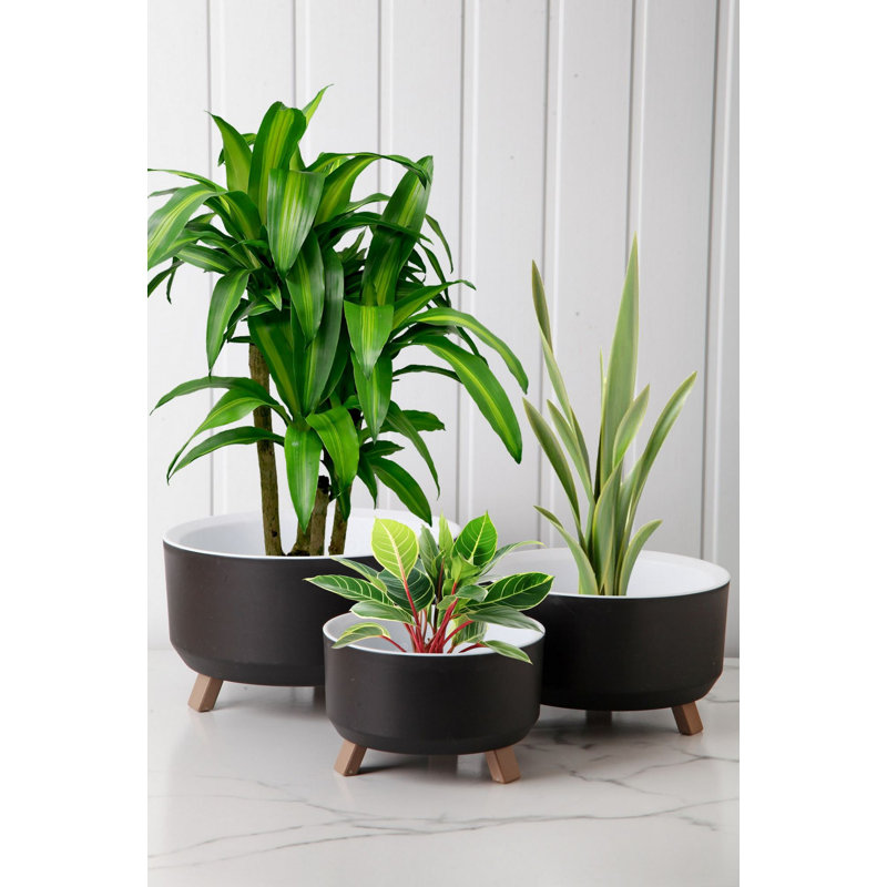 Ensemble de vases en plastique noir élégant (3 pièces) - petit: 5,9 x 5,9 x 3,5 pouces (23,7 oz liq.), Moyen: 7,1 x 7,1 x 4,1 pouces (44,6 oz liq.), Grand: 8,7 x 8,7 x 4,9 pouces (72,0 oz liq. ) | Durable et léger, parfait pour la décoration intérieure et les centres de table