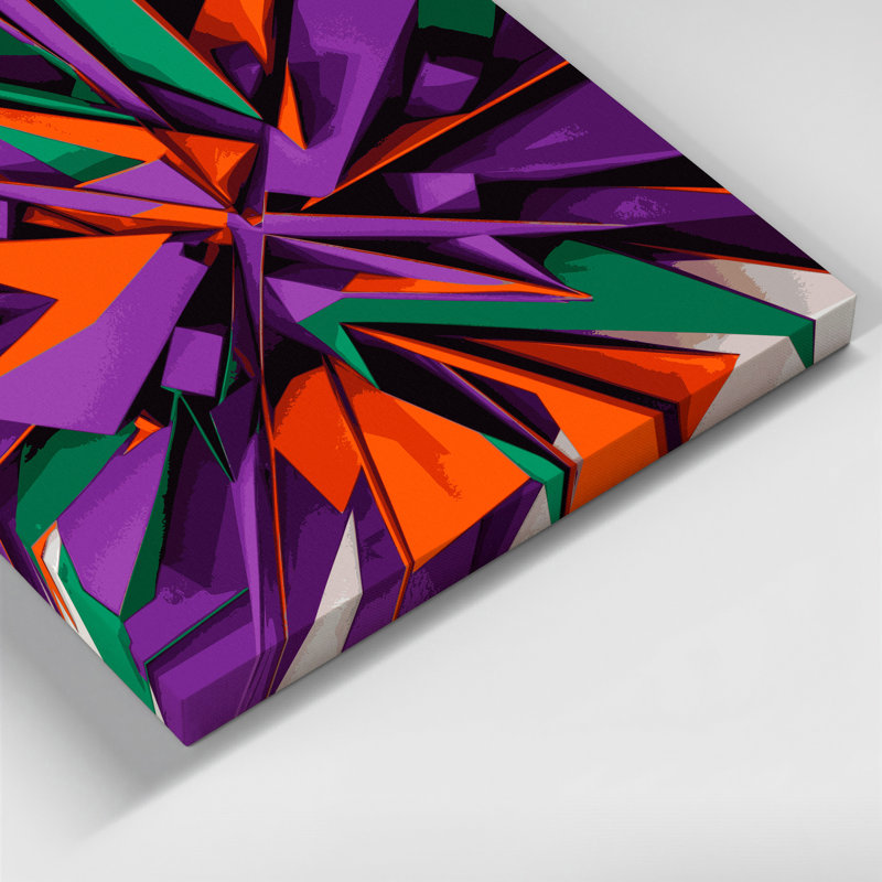 «Geometric Abstraction 65», art mural sur toile mauve, H 12 po x l 12 po