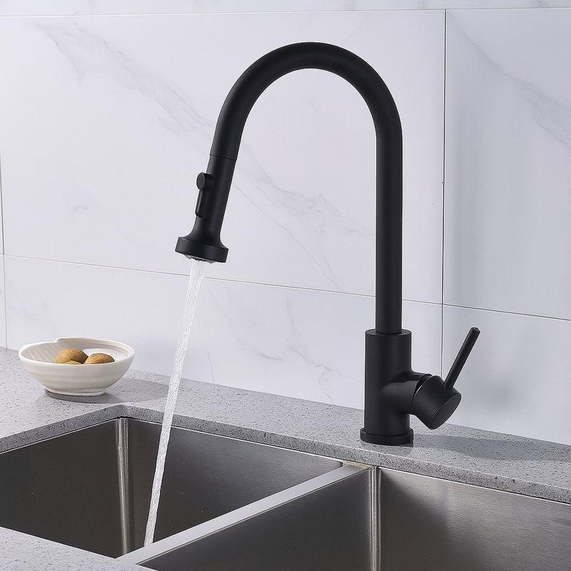 Robinet de cuisine à capteur rétractable moderne Juno - Activation sans contact avec finition nickel brossé
