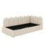 Lit de jour simple rembourré avec lit escamotable en dessous, lit de jour simple avec lit gigogne escamotable, lit de jour avec tête de lit souple et structure à lattes en métal pour la chambre à coucher-605125229
