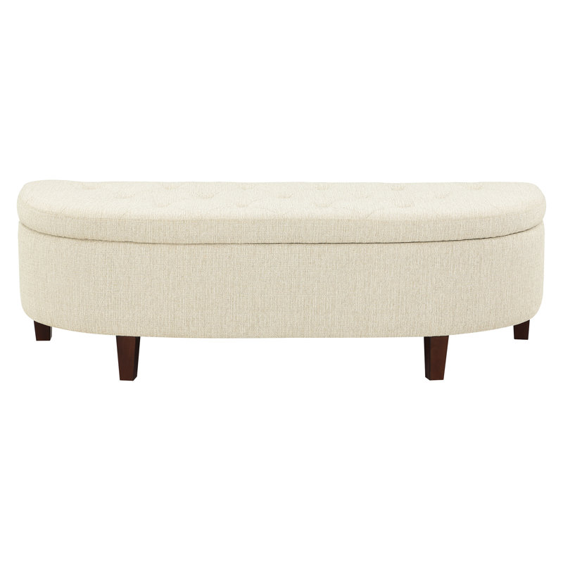Lorinne Upholstered Storage Bench, Linen White