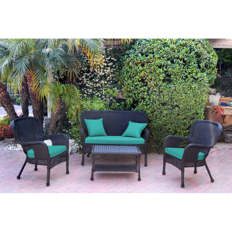 Ensemble de canapé avec coussins 4 pièces Bellas, Turquoise, Noir