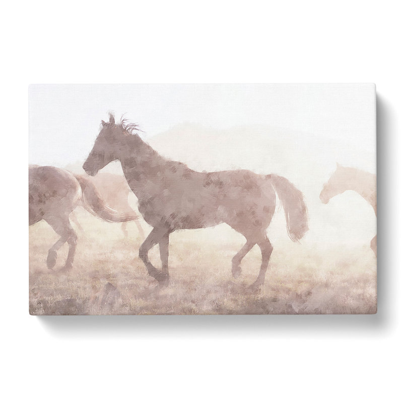 Horses In The Mist - Wrapped Canvas Print, 40cm H x 60cm W x 3cm D