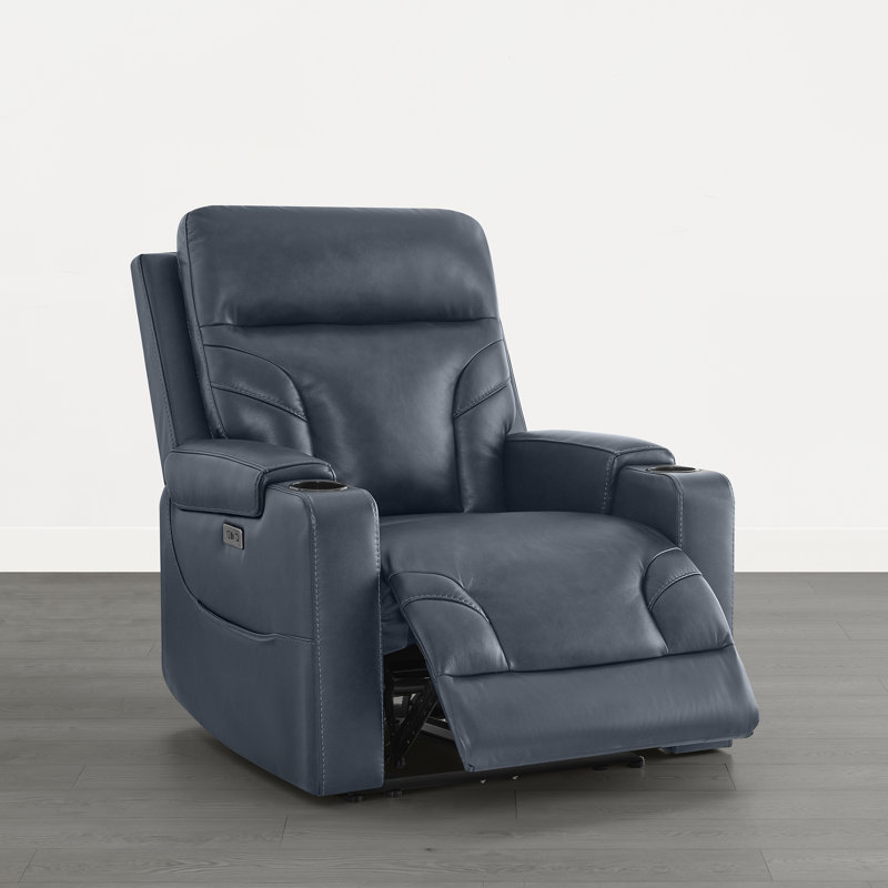 Fauteuil inclinable électrique American Modern, Cuir fleur marine