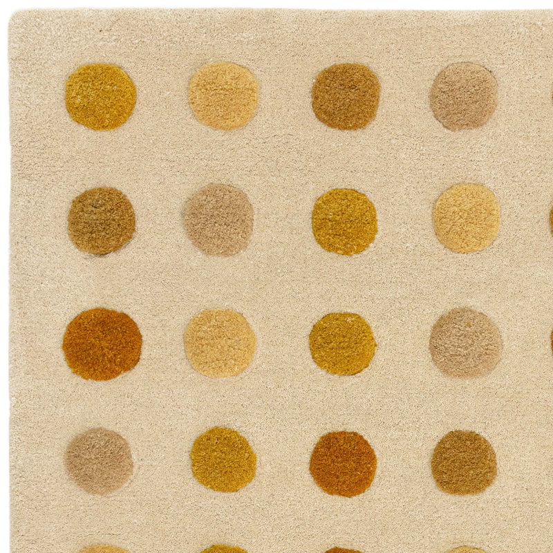 Nayiri Hand Woven Polka Dot Beige/Gold Area Rug, Rectangle 160 x 230cm