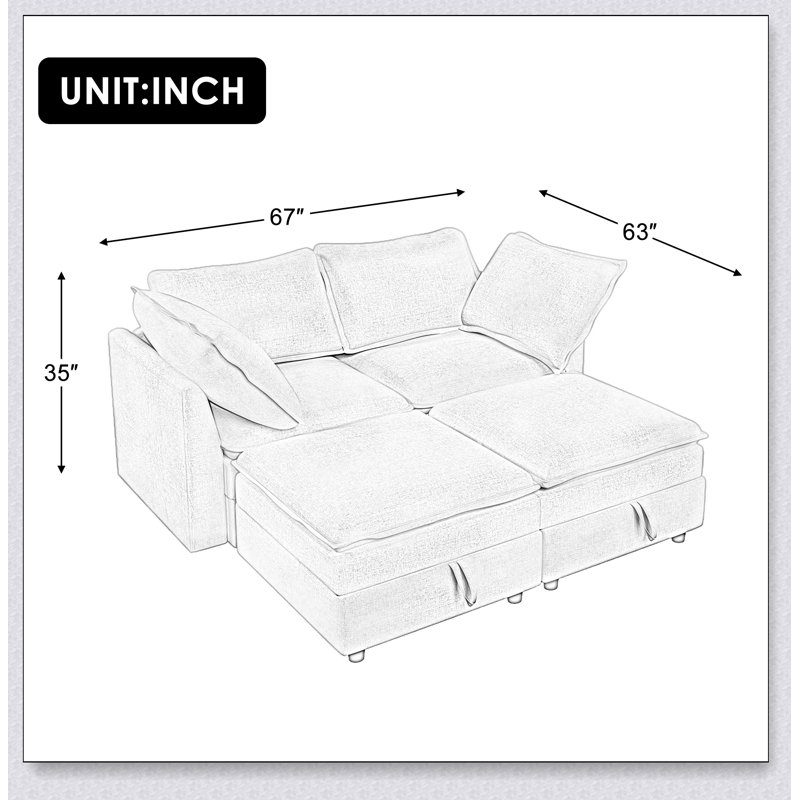 Canapé modulaire confortable avec rangement spacieux et design élégant pour une détente moderne, Gris