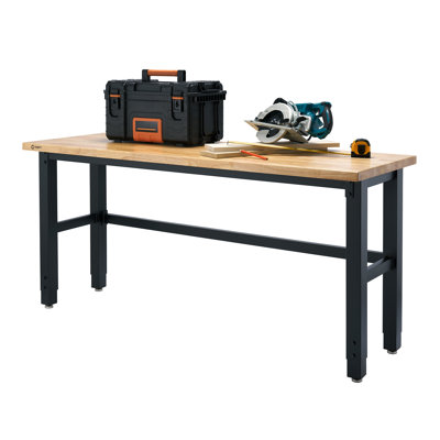72"W Adjustable Height Wood Workbench
