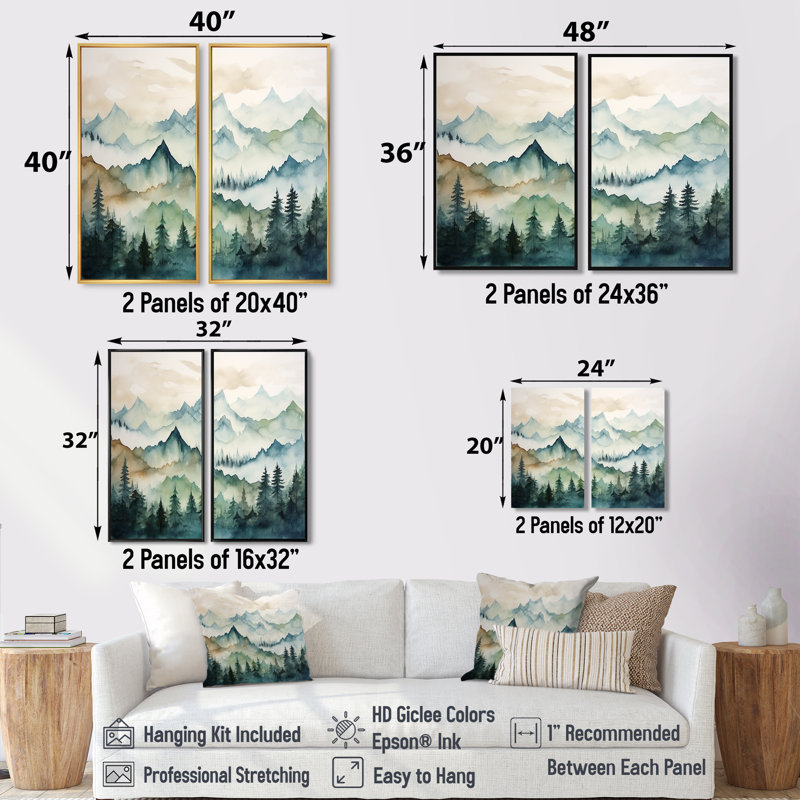 Sommet vert, montagnes du Japon - Reproduction d'art traditionnelle sur toile, H 36 po x l 48 po, Blanc