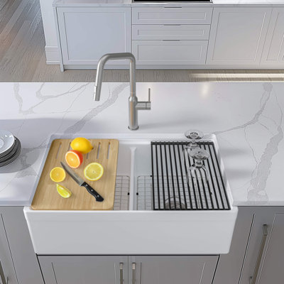 33'' L Double Bowl Fireclay Kitchen Sink