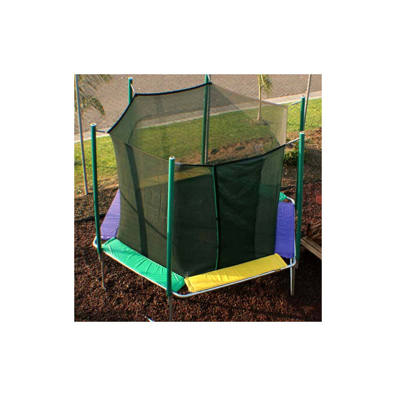 Trampoline hexagonale 12 pi avec enceinte, Vert / Mauve / Jaune