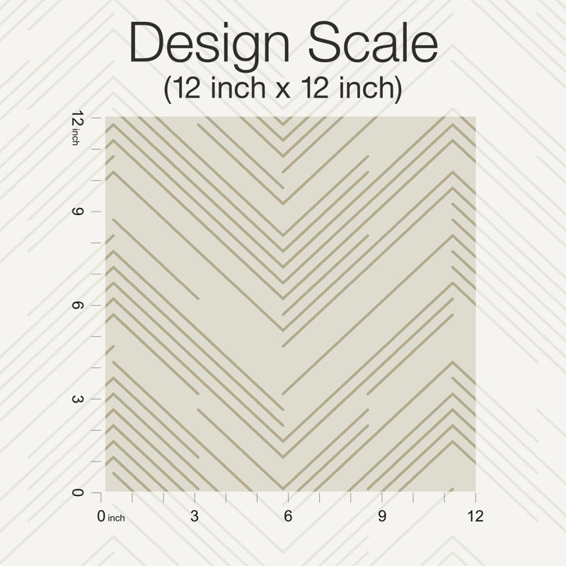 Chevron Metallic Wallpaper Roll, Cream/Gold