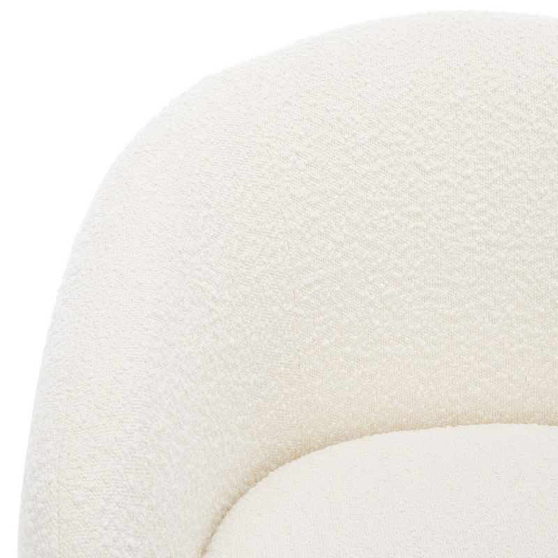 Fauteuil demi-tonneau en polyester 30,7 po Genata, Bouclé ivoire