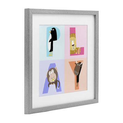 «Play Letters Squares with Animals», reproduction encadrée sous verre, design par Carla Daly
