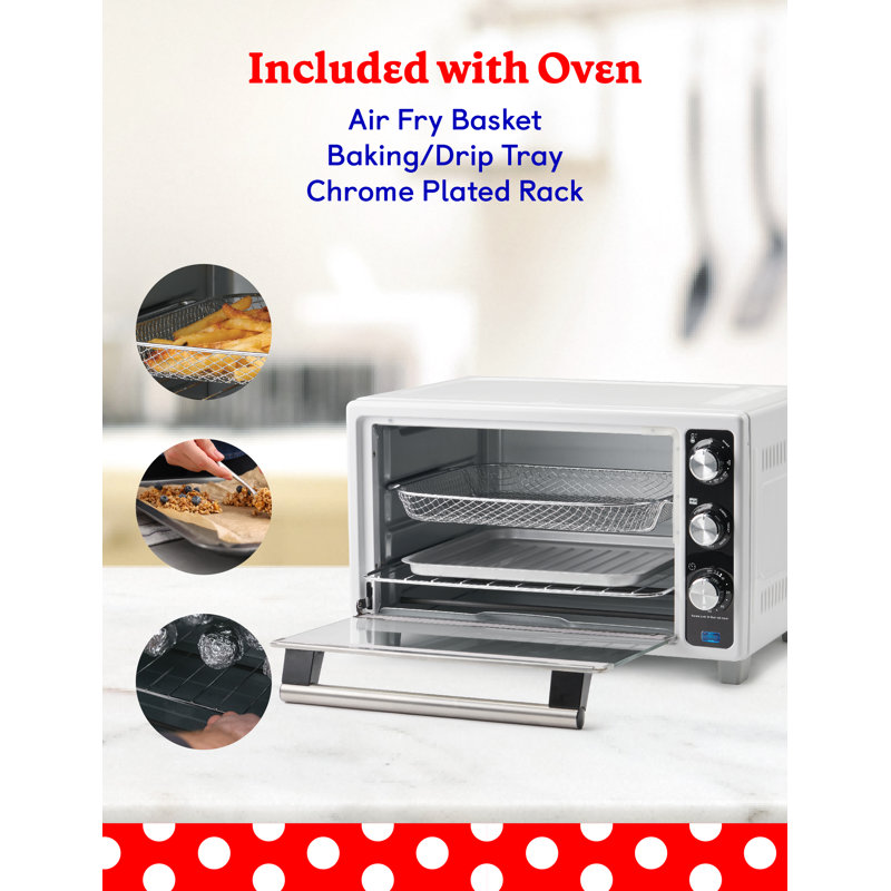 White Stainless Steel 6-Slice Air Fryer Convection Toaster Oven