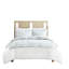 Housse de couette blanche 100% coton double / grand - broderie dollar foncé et sable pour brise d'océan, fermeture à boutons, 4 attaches intérieures, 2 taies décoratives de plage et broderie, standard