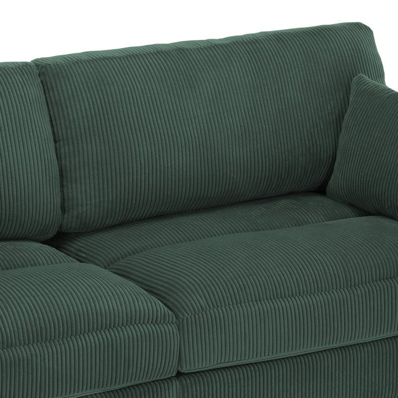 Canapé modulaire en velours côtelé Maelina , H 30,7 po x l 161,4 po x P 68,1 po, Velours côtelé vert forêt