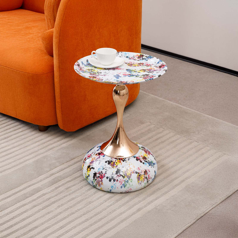 Table de bout ronde, table d'appoint ronde, table à piédestal en métal moderne, table d'appoint minimaliste, Coloré