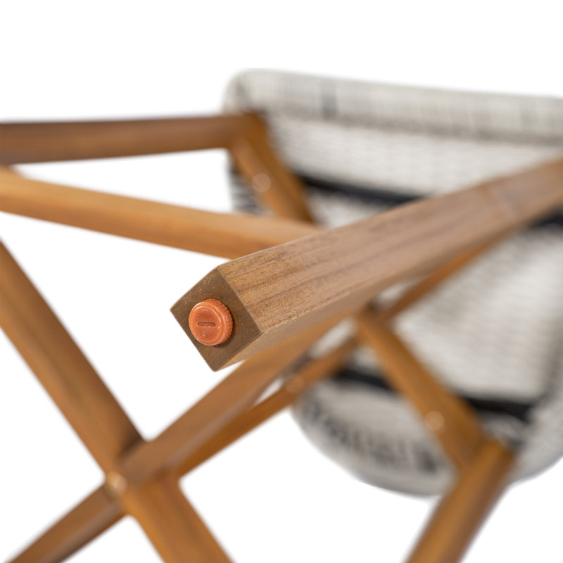 Lymington Outdoor Bar Stool, Teak Finished Wood With Light Grey Wicker, Set Of 2, Light Gray/Teak