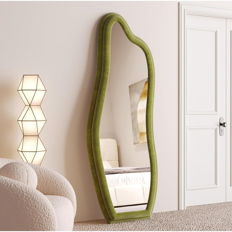 Calero Wavy Leaning Mirror, Green
