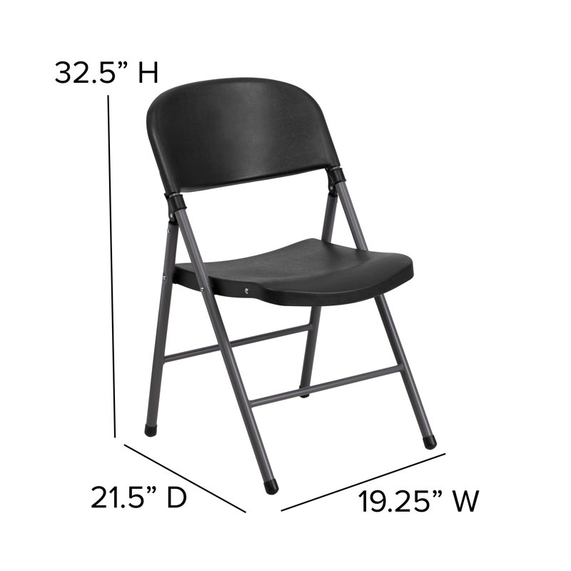 Zella Plastic Folding Event Chairs, Black 
