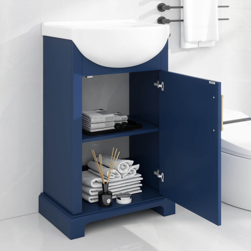 Petit meuble-lavabo moderne de 20 pouces avec lavabo en céramique, Blue