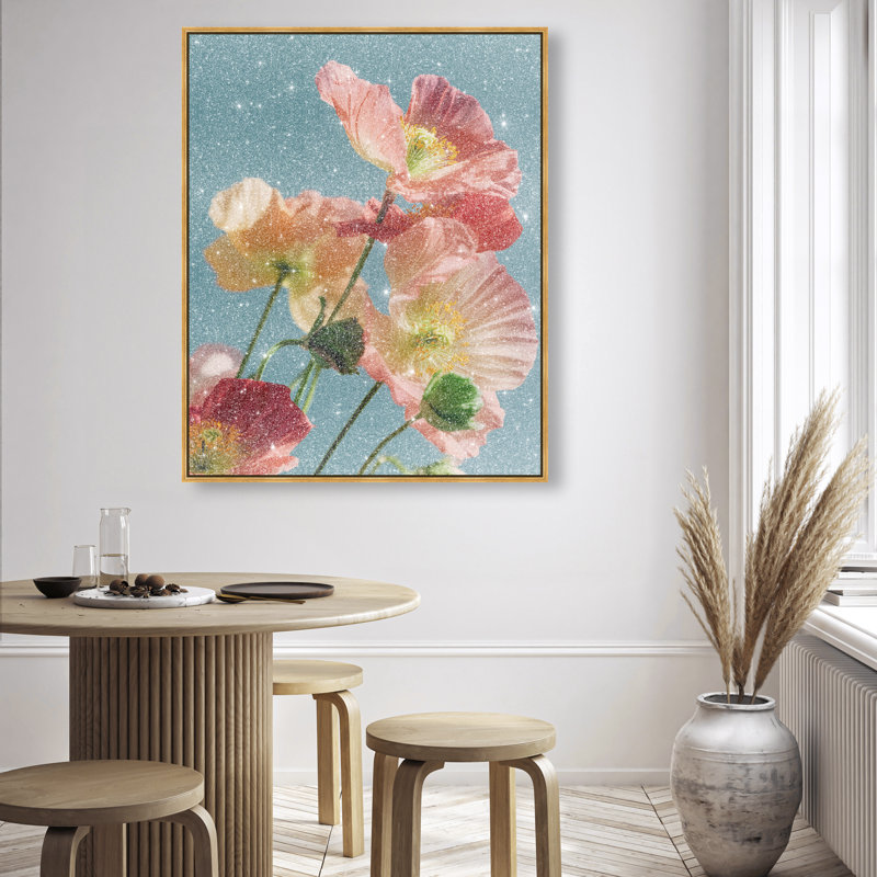 Poppy Bloom III Print by Oliver Gal, 37"H x 46"W, Gold Floater Frame