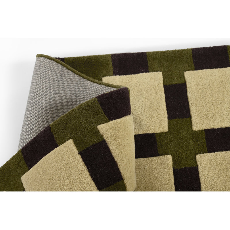 Tavishi Hand Tufted Wool Geometric Green Area Rug 6' X 9', Rectangle 6' X 9', Green