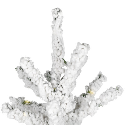 Pre-Lit Medium Flocked IPT Artificial Garden Christmas Tree - Warm White LED Lights