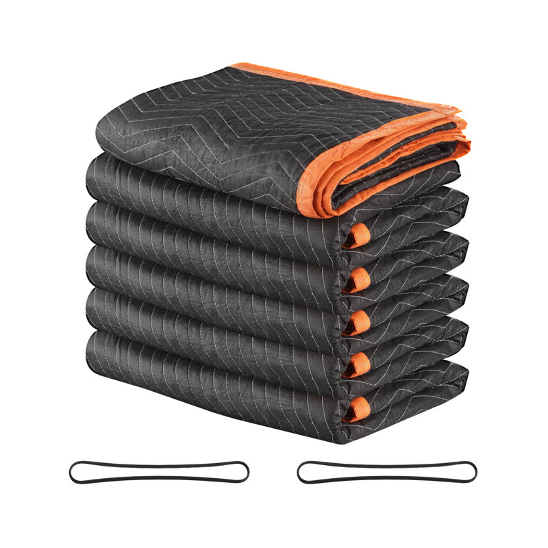 Paquet de 6 couvertures mobiles robustes avec rembourrage en coton recyclé - Grandes housses rembourrées de 80 x 72 pouces pour l'expédition, le rangement et la protection