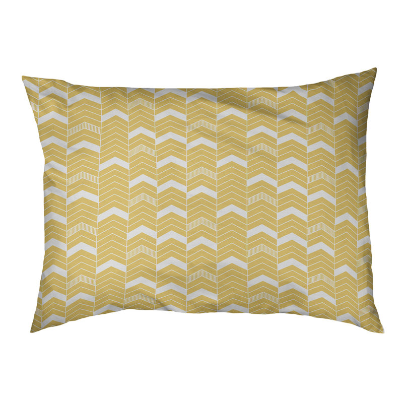 Coussin de concepteur lineed Chelan, Petit (L 28 po x l 18 po), Jaune / Blanc
