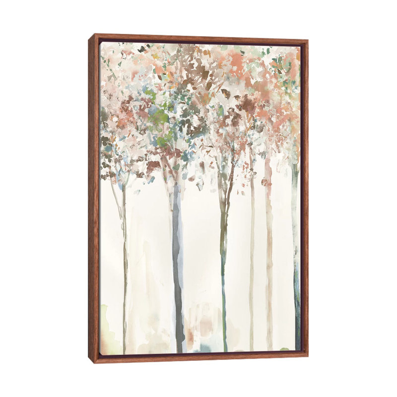 "Golden Trees I" par Allison Pearce, reproduction d’art, Pas de tapis, Toile avec cadre en bois brun classique