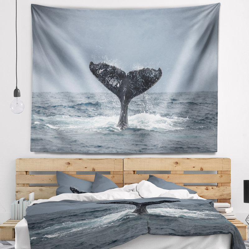 Tapisserie de grande baleine baleine, H 32 po x l 39 po