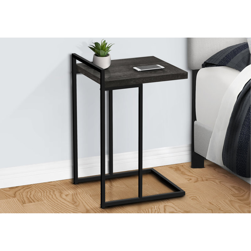 Table pour chambre à coucher, stratifié noir, table d'appoint contemporaine à structure métallique solide, finition stratifiée, base