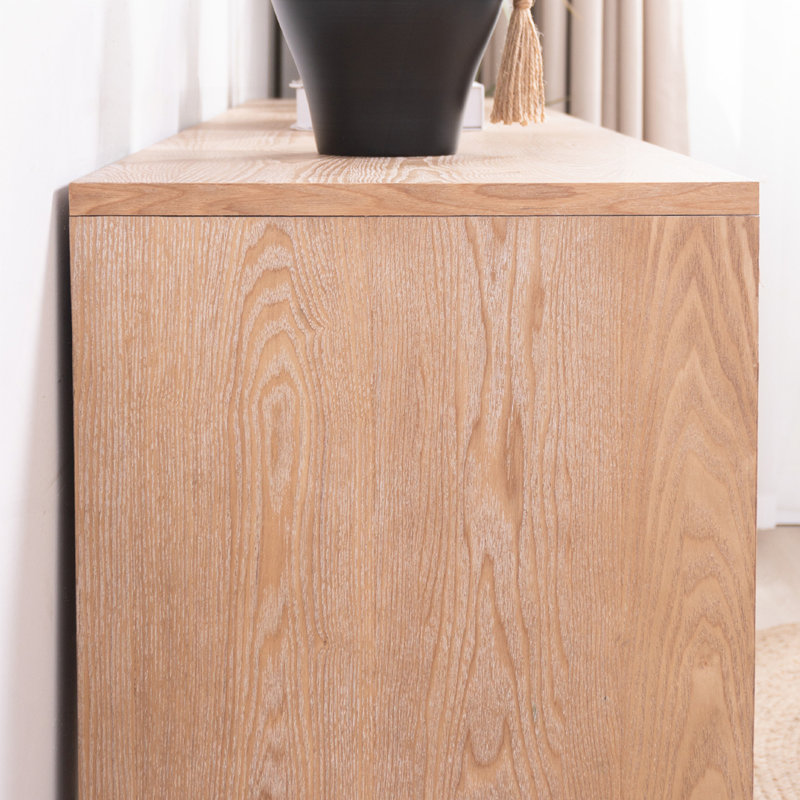 Rustic Wood Console Table with Natural Log Accent