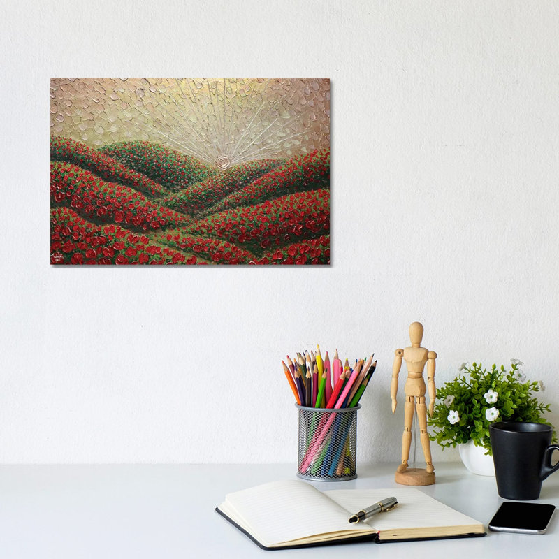 Hidden Hills - Gold Red by Nada Khatib - No Frame Gallery-Wrapped Canvas Giclée on Canvas, 20.32cm H x 30.48cm W