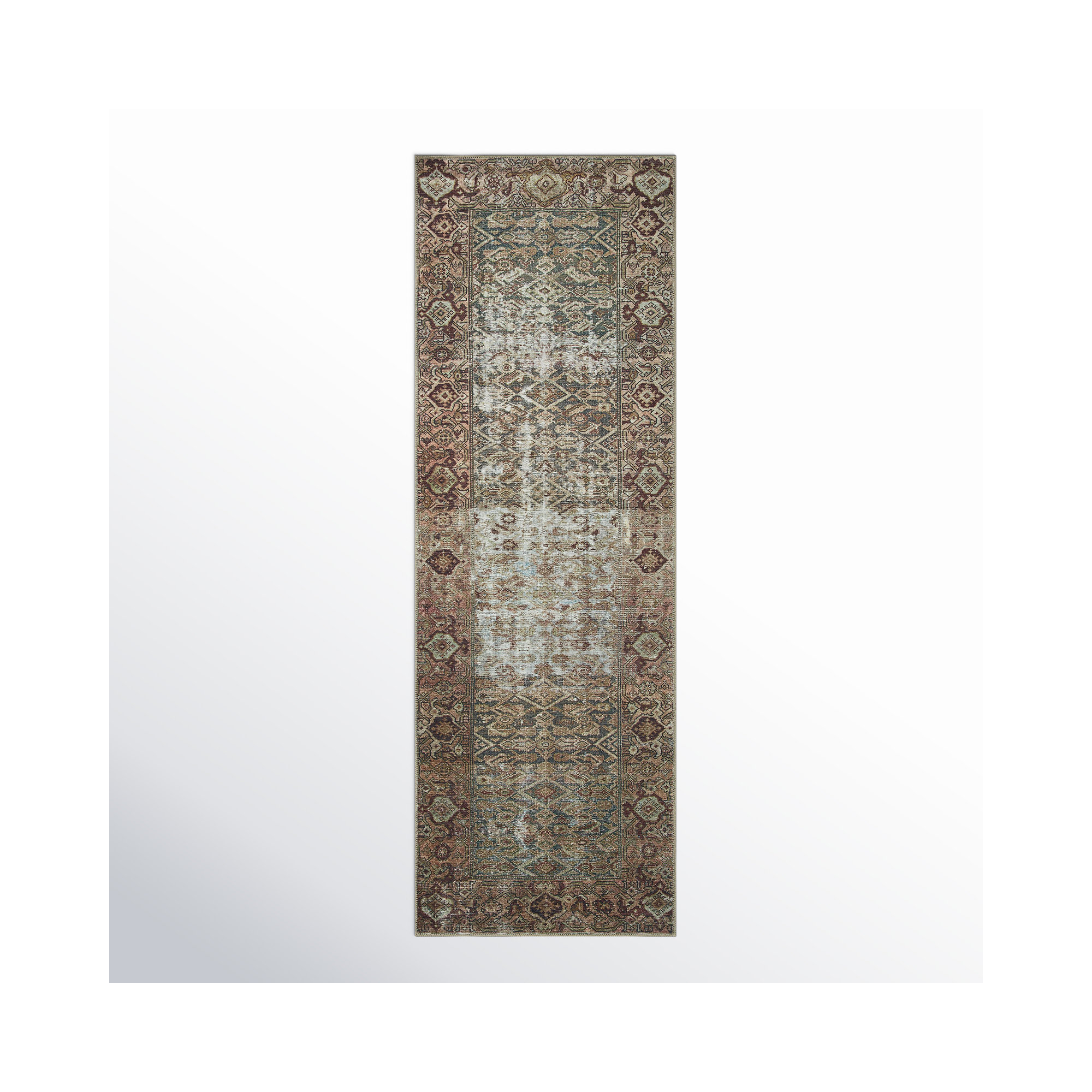Georgie Oriental Moss/Salmon Area Rug, Runner 2'6" x 7'6"